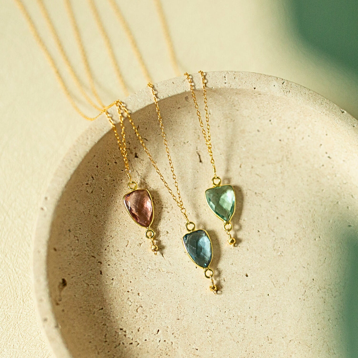 Gemstone Isla pendant necklace in 14k gold vermeil, handmade in the USA - Everlyne