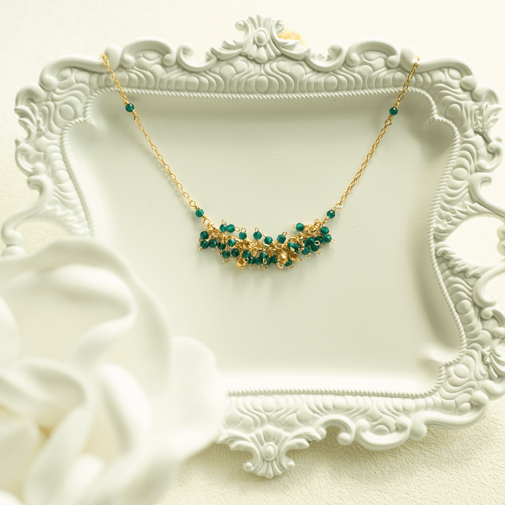 Hand-wire-wrapped Reign cascade statement necklace, handmade in the USA - Everlyne (view 4)