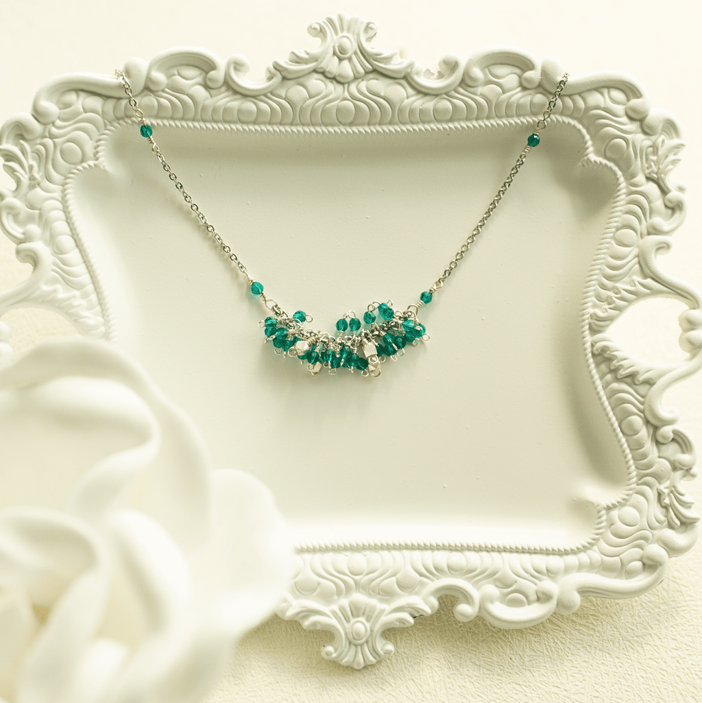 Hand-wire-wrapped Reign cascade statement necklace, handmade in the USA - Everlyne (view 6)