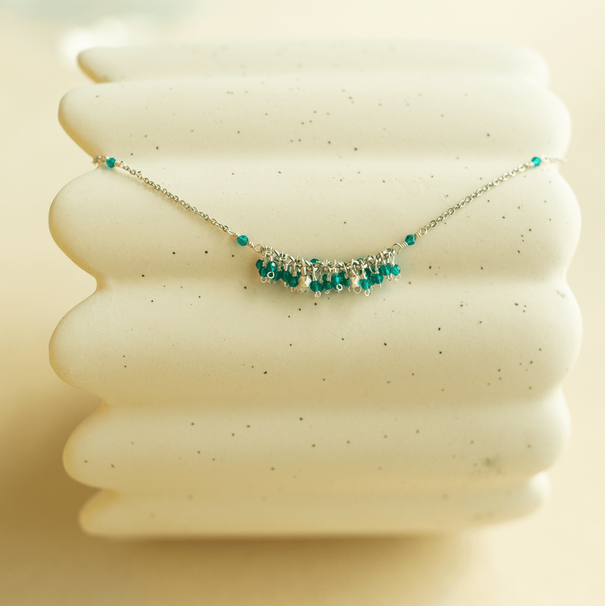 Hand-wire-wrapped Reign cascade statement necklace, handmade in the USA - Everlyne (view 5)