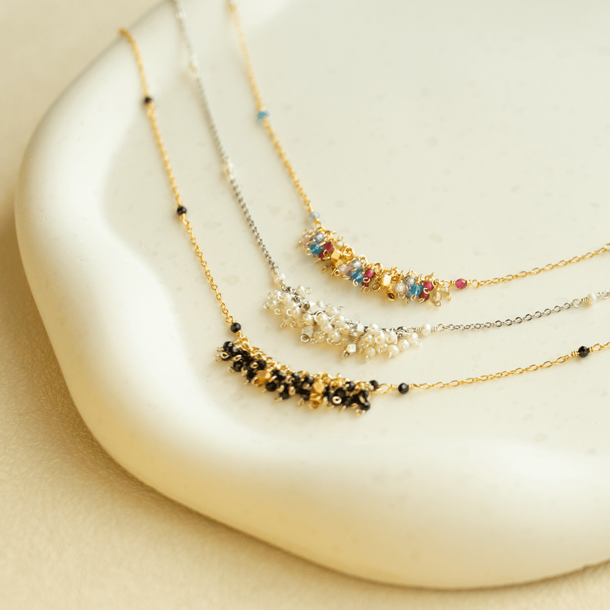 Hand-wire-wrapped Reign cascade statement necklace, handmade in the USA - Everlyne (view 10)