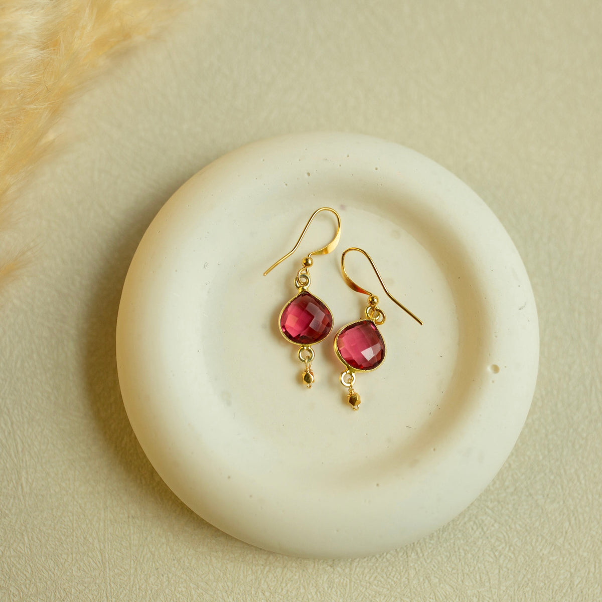 Dainty gemstone drop earrings on French hooks — Everlyne