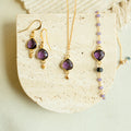 Gemstone jewelry gift set: necklace, bracelet and earrings in gold vermeil — Everlyne