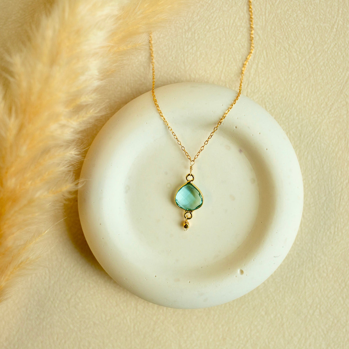 Gemstone pendant necklace, alternate view — Everlyne
