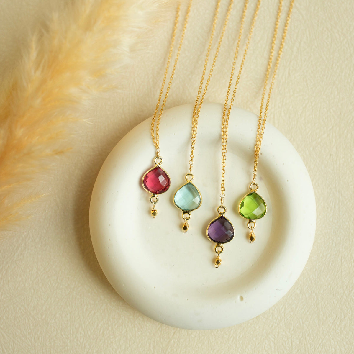 Gold vermeil natural gemstone pendant necklace, handmade in the USA — Everlyne