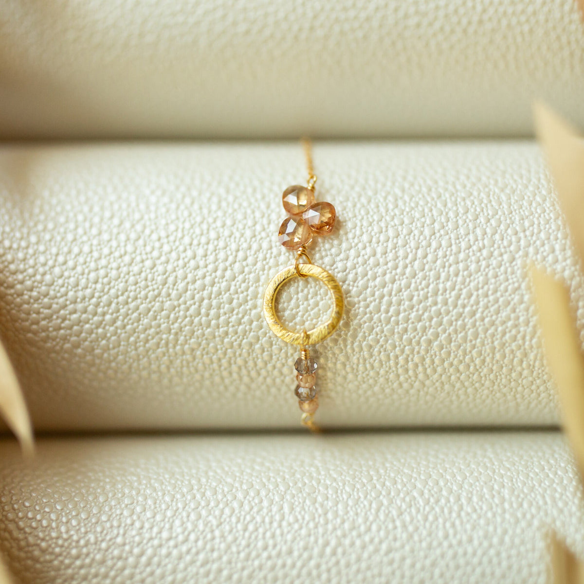 Adjustable Solara gemstone bracelet in 14k gold vermeil, slider clasp - Everlyne (view 2)