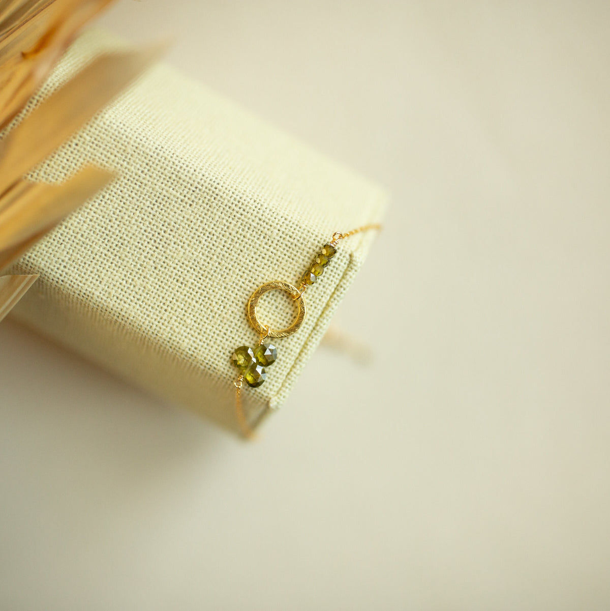 Adjustable Solara gemstone bracelet in 14k gold vermeil, slider clasp - Everlyne (view 12)