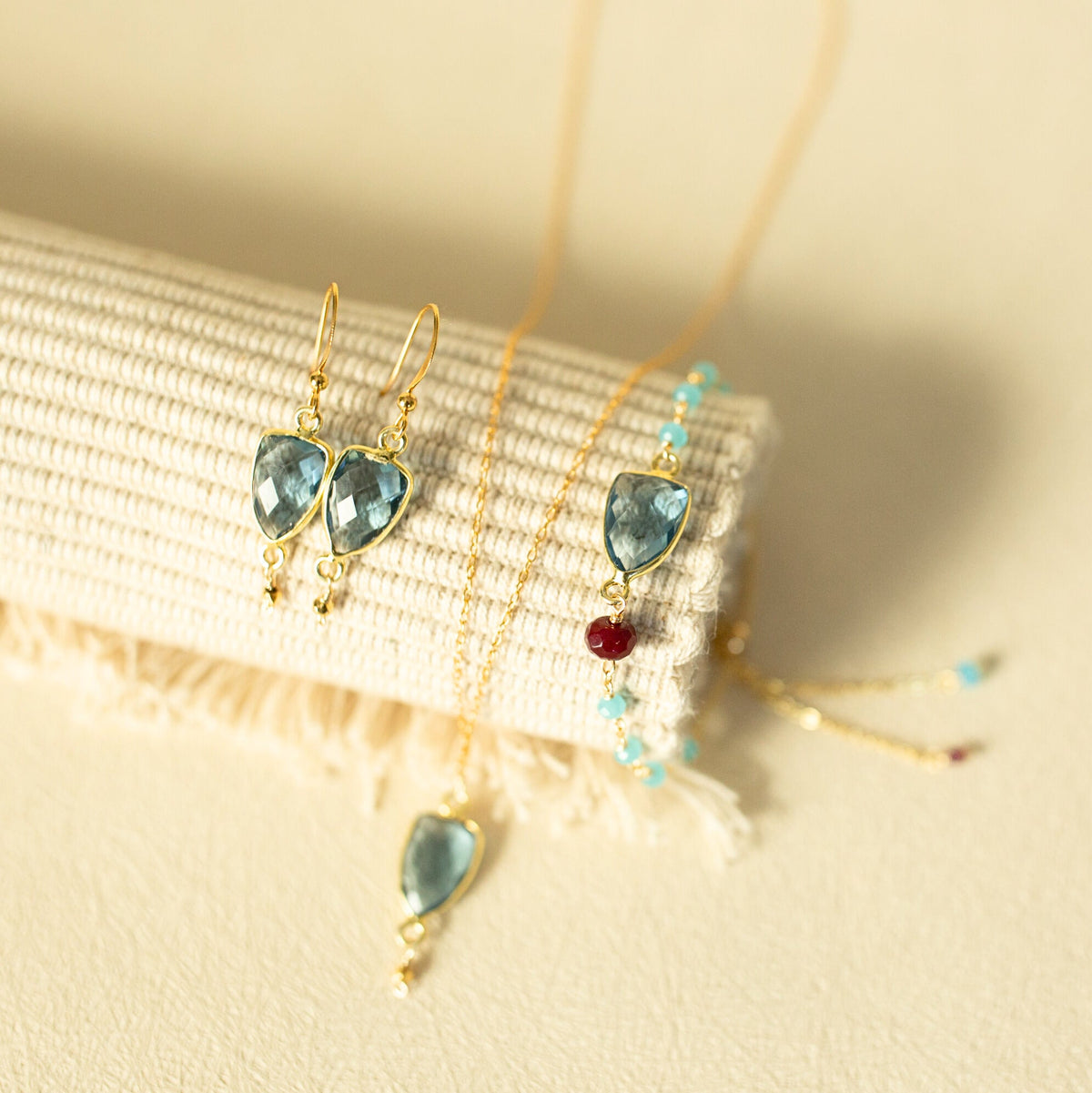 Natural gemstone Isla pendant necklace in 14k gold vermeil, handmade in the USA - Everlyne (view 5)
