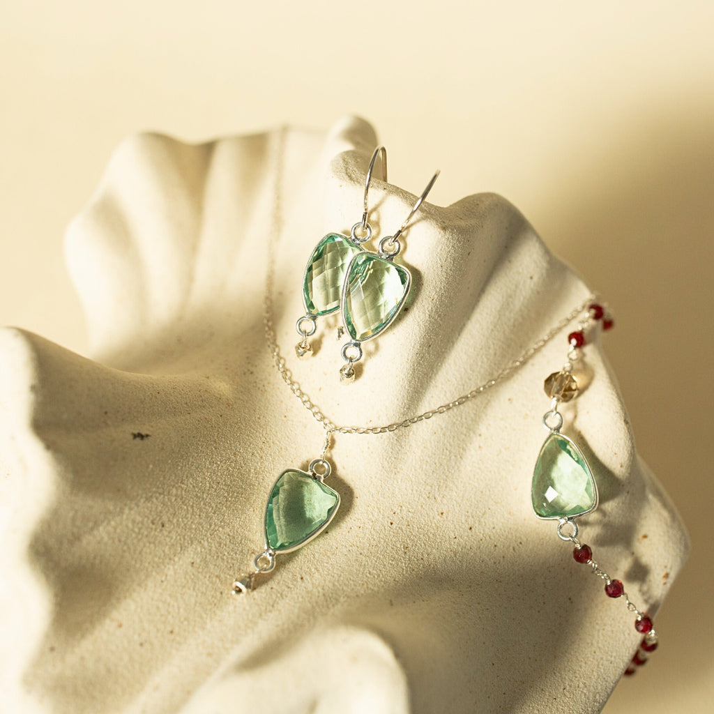 Natural gemstone Isla pendant necklace in 14k gold vermeil, handmade in the USA - Everlyne (view 4)