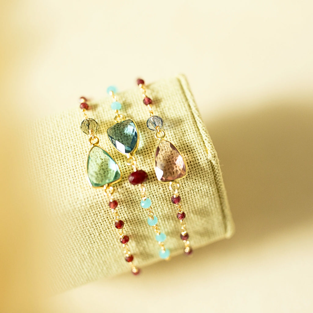Faceted gemstone adjustable bracelet in 14k gold vermeil — Everlyne