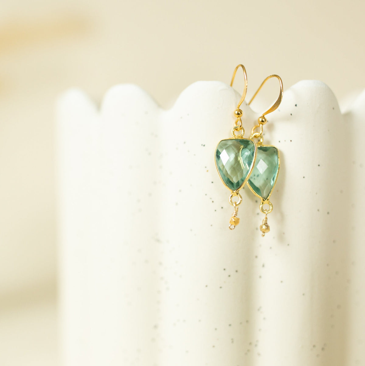 Faceted gemstone Isla drop earrings in 14k gold vermeil, handmade in the USA - Everlyne (view 4)
