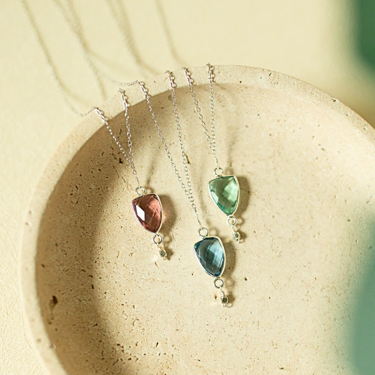 Natural gemstone Isla pendant necklace in 14k gold vermeil, handmade in the USA - Everlyne (view 2)