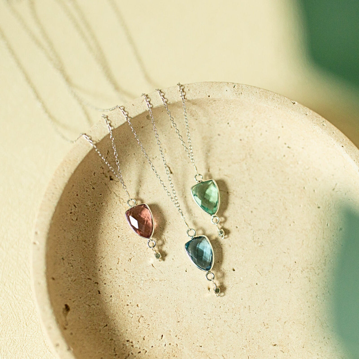 London Blue quartz Isla pendant necklace in 14k gold vermeil, handmade in the USA - Everlyne (view 9)