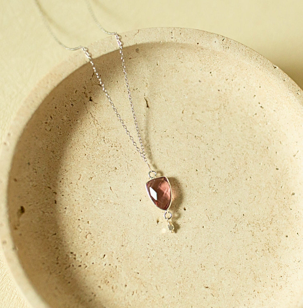 Natural gemstone Isla pendant necklace in 14k gold vermeil, handmade in the USA - Everlyne (view 13)