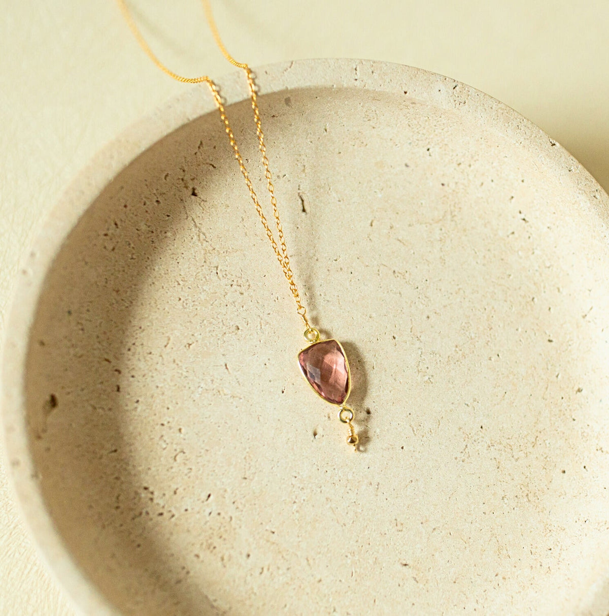 Natural gemstone Isla pendant necklace in 14k gold vermeil, handmade in the USA - Everlyne (view 10)