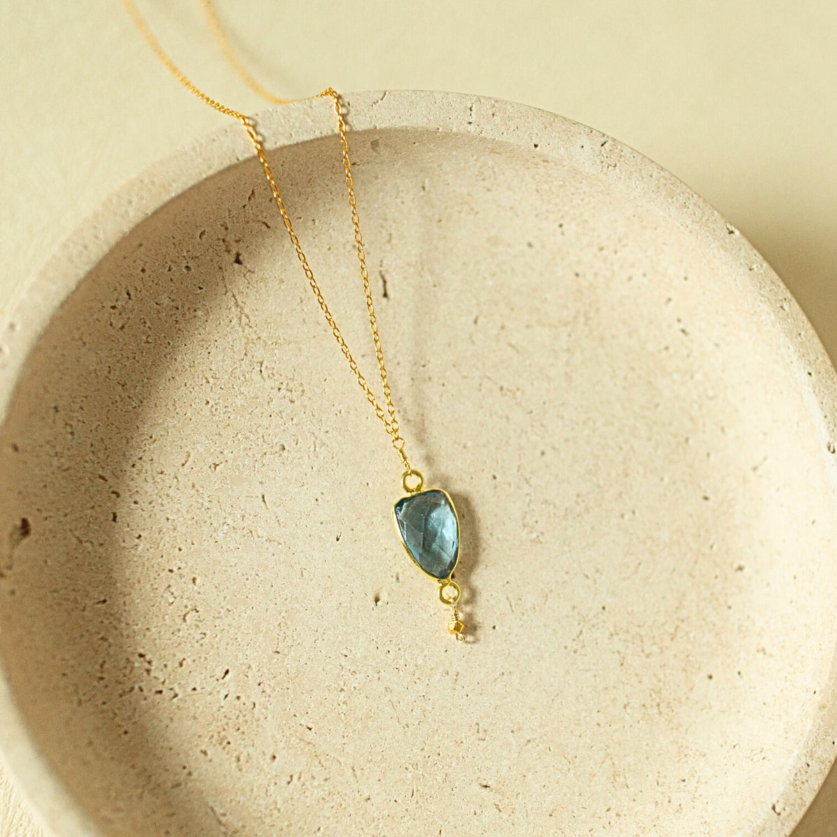 Natural gemstone Isla pendant necklace in 14k gold vermeil, handmade in the USA - Everlyne (view 9)