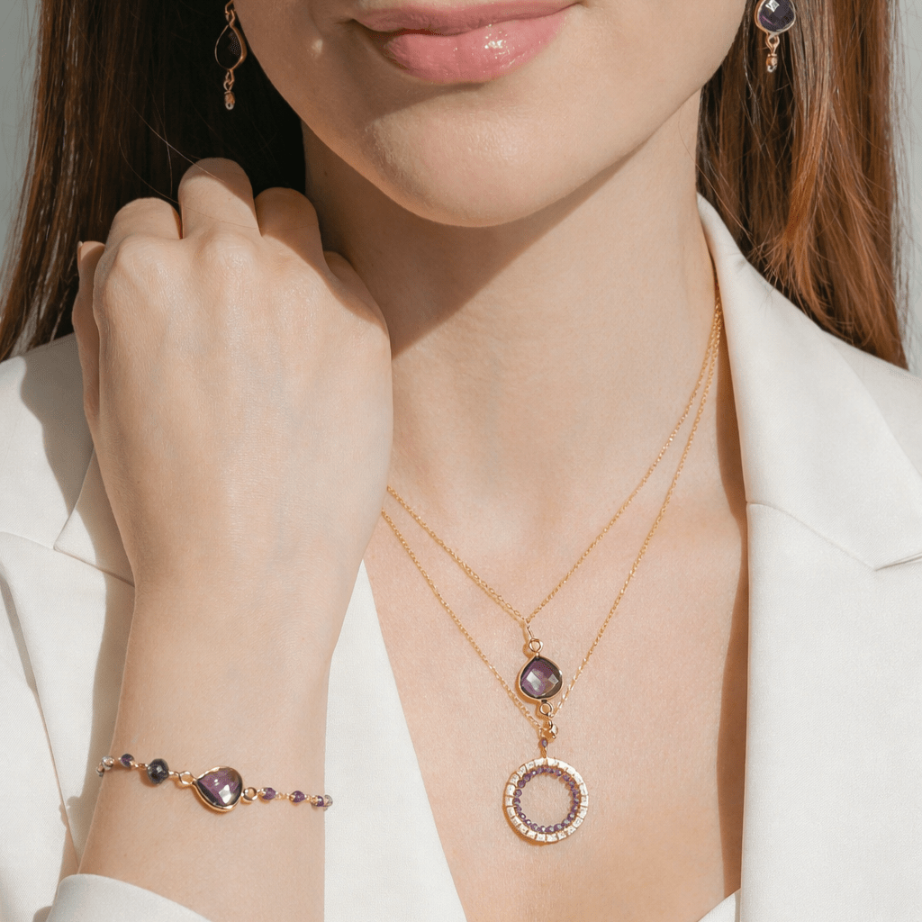 Matching gemstone necklace, bracelet and earrings — Everlyne
