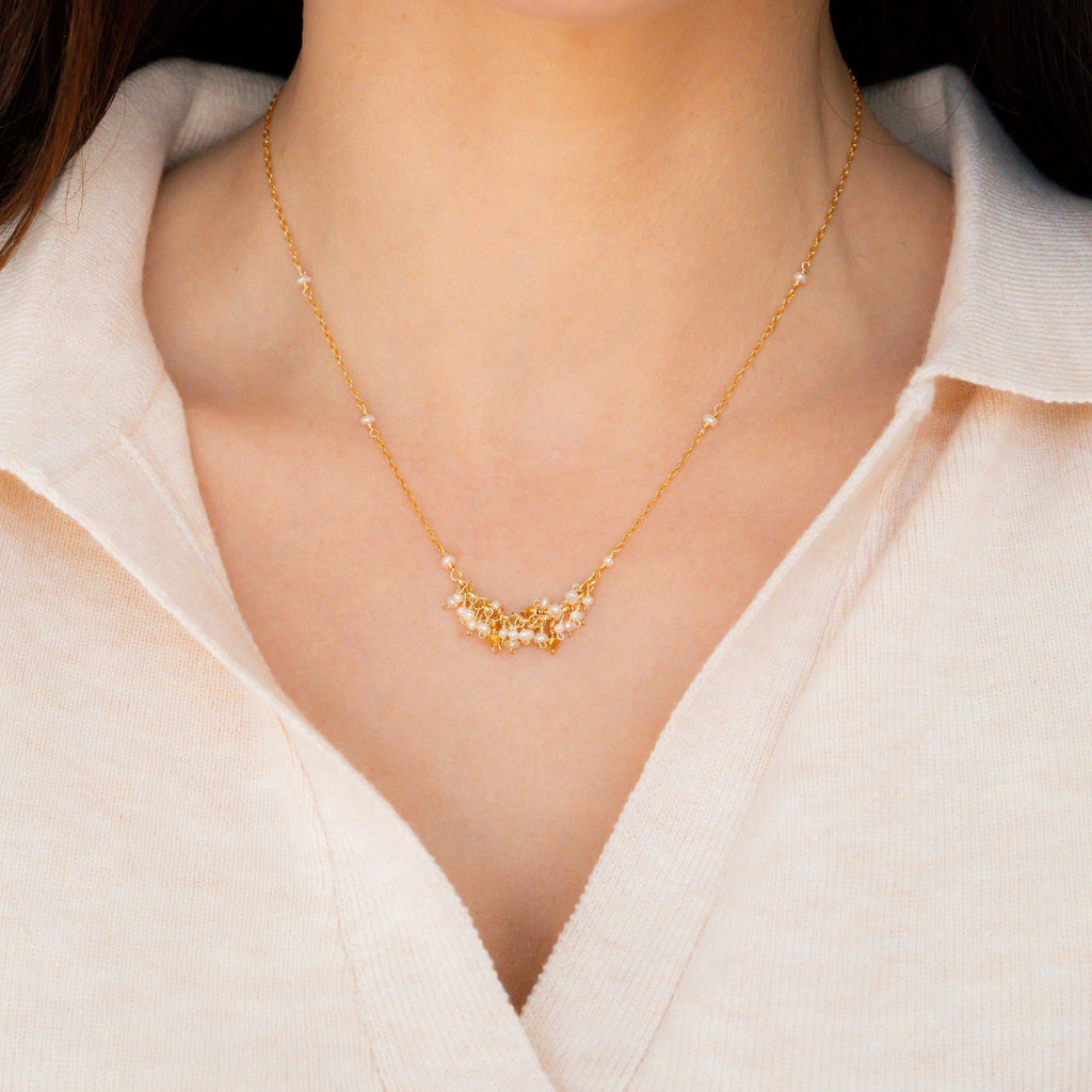 Hand-wire-wrapped Reign cascade statement necklace, handmade in the USA - Everlyne (view 9)