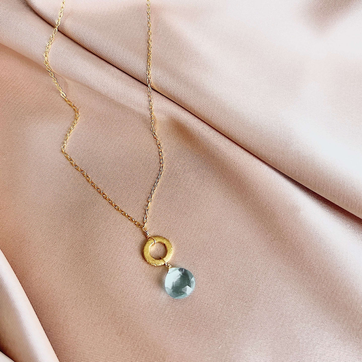 Mini layering pendant necklace in 14k gold, handmade in the USA - Everlyne (view 3)