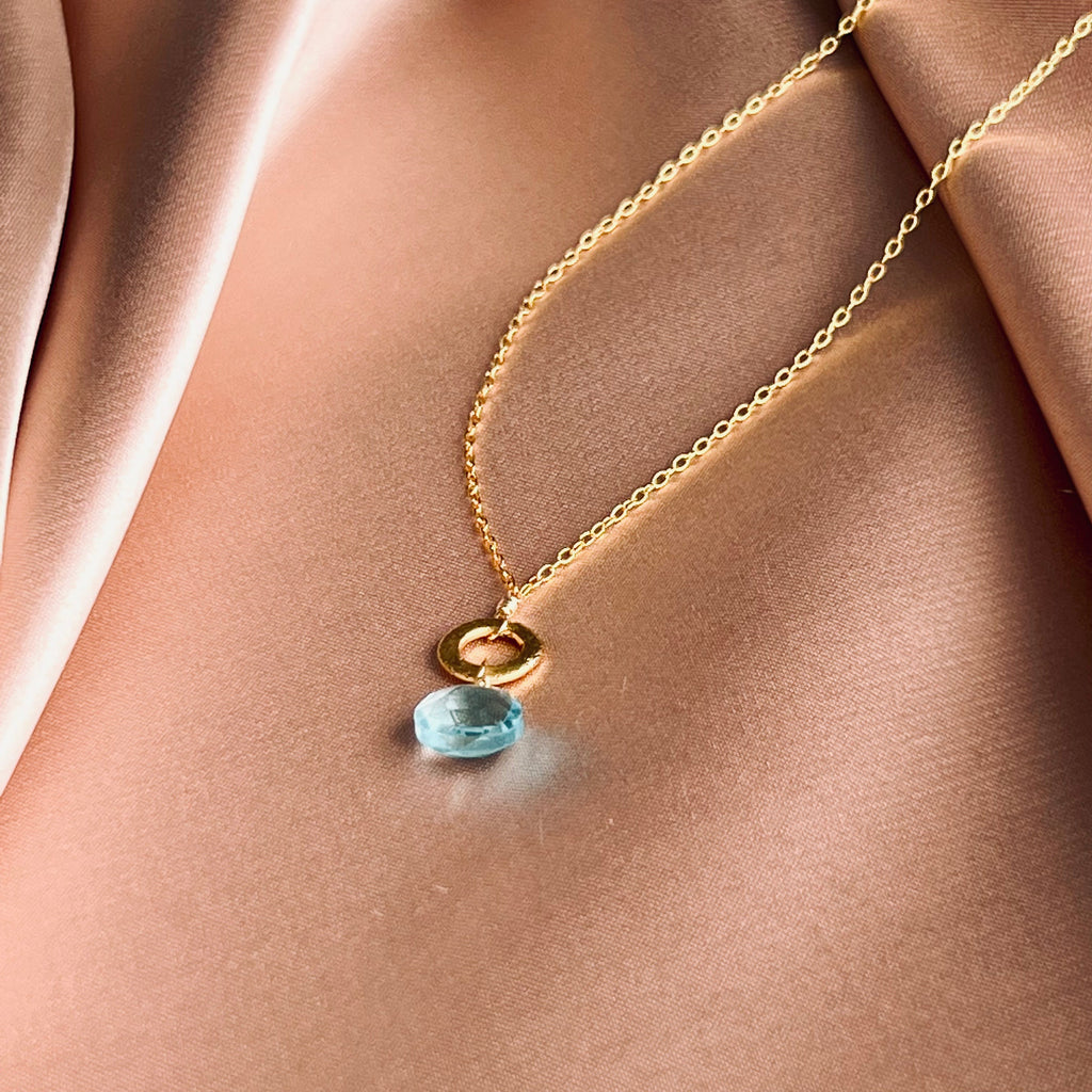 Mini layering pendant necklace in 14k gold, handmade in the USA - Everlyne (view 4)