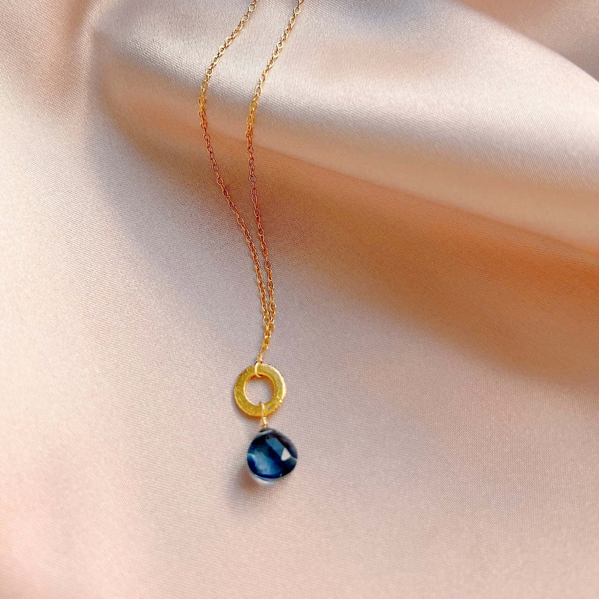 Mini layering pendant necklace in 14k gold, handmade in the USA - Everlyne (view 5)